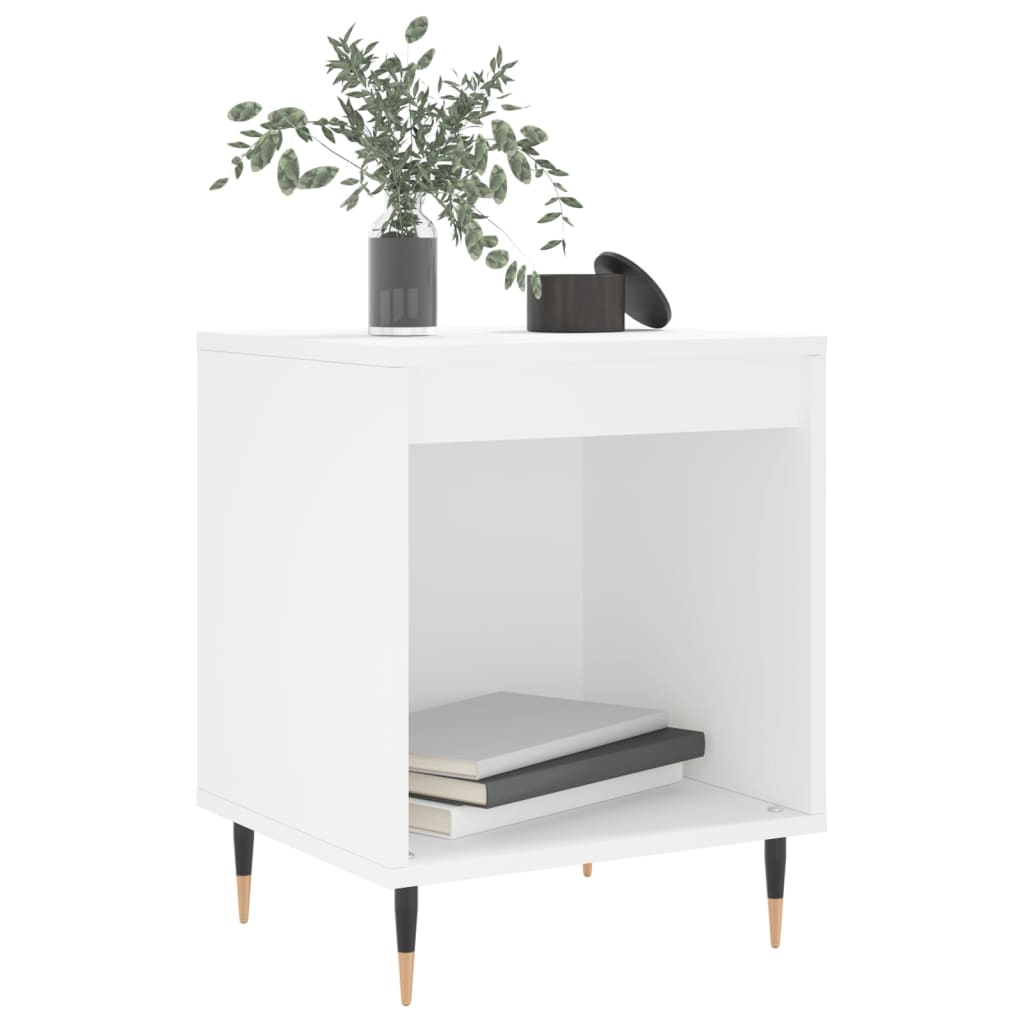 White Engineered Wood Bedside Cabinet - 40x35x50 cm