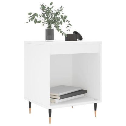 White Engineered Wood Bedside Cabinet - 40x35x50 cm