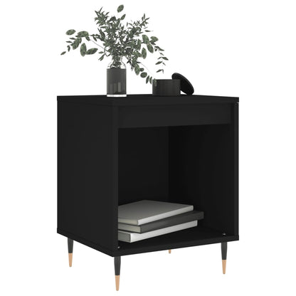 Sleek Black Bedside Cabinet, Engineered Wood 40x35x50 cm