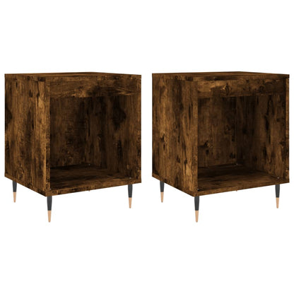 Set of 2 Smoked Oak Bedside Cabinets 40x35x50 cm Wood
