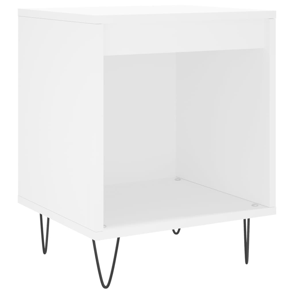 White Engineered Wood Bedside Cabinet - 40x35x50 cm
