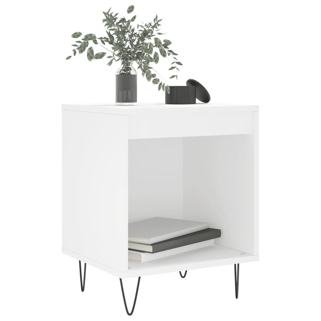 White Engineered Wood Bedside Cabinet - 40x35x50 cm