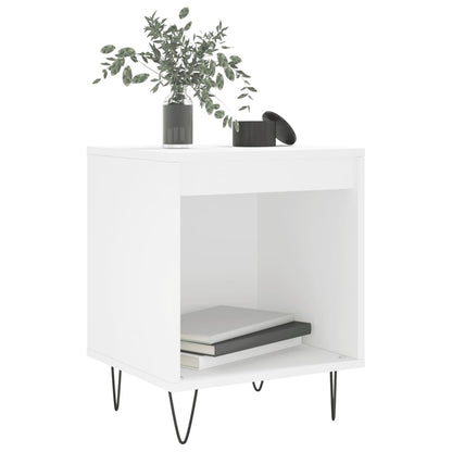 White Engineered Wood Bedside Cabinet - 40x35x50 cm