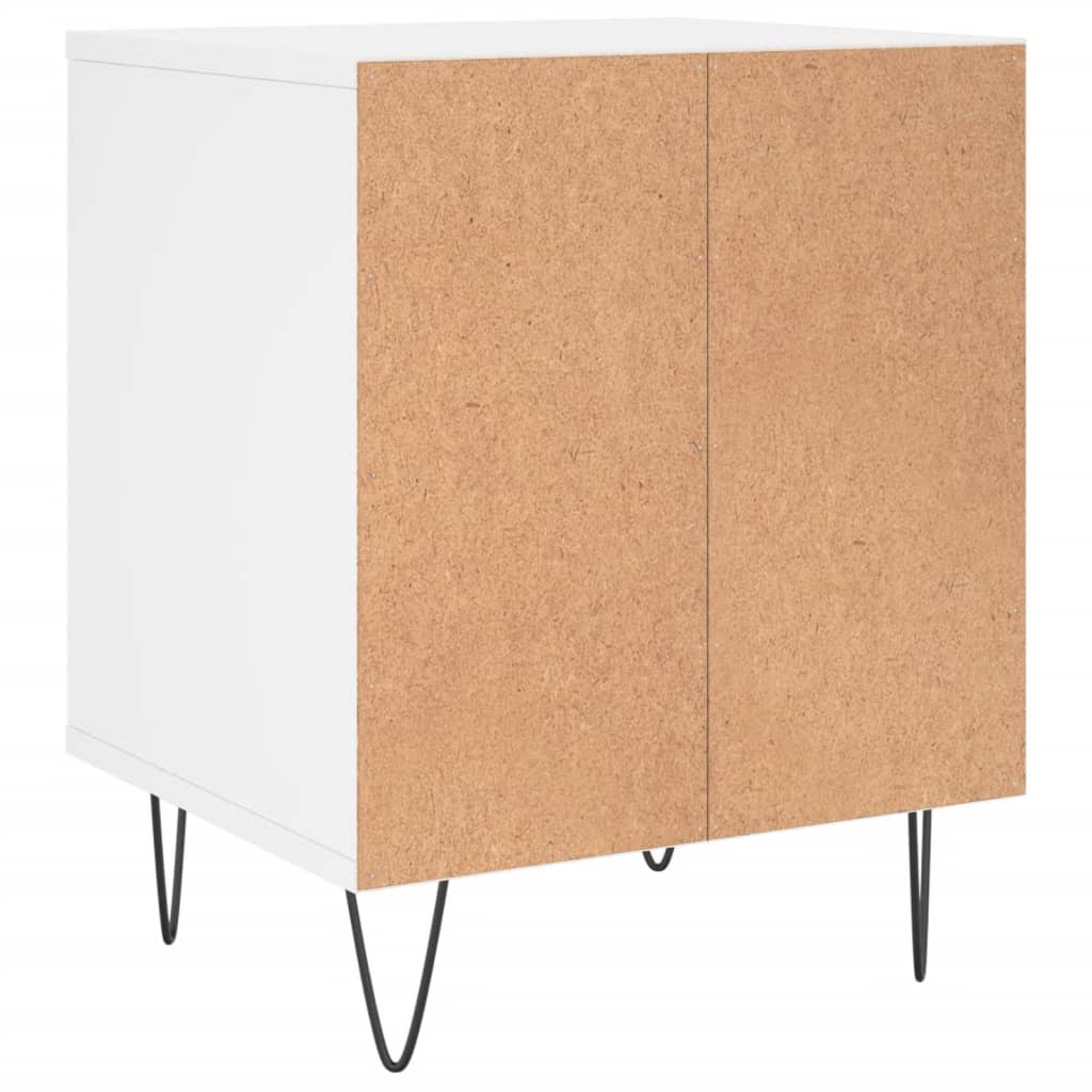 White Engineered Wood Bedside Cabinet - 40x35x50 cm