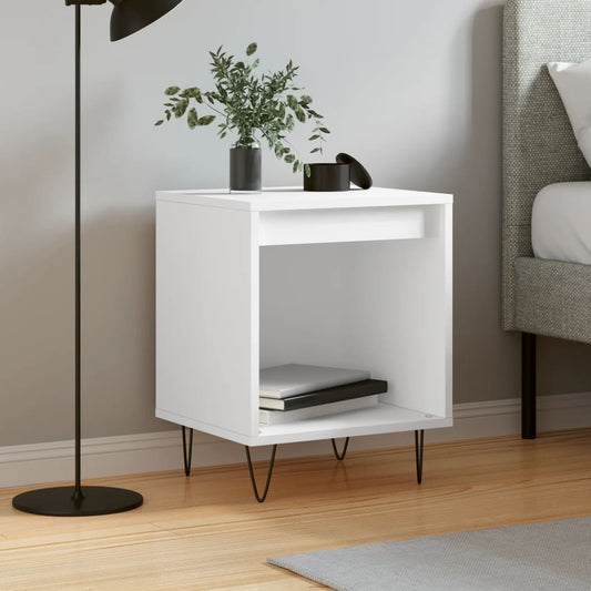 White Engineered Wood Bedside Cabinet - 40x35x50 cm