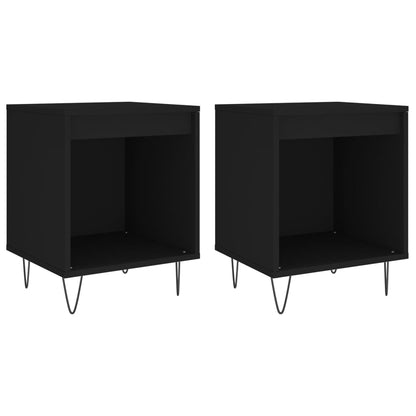 Set of 2 Black Bedside Cabinets - 40x35x50cm, Engineered Wood