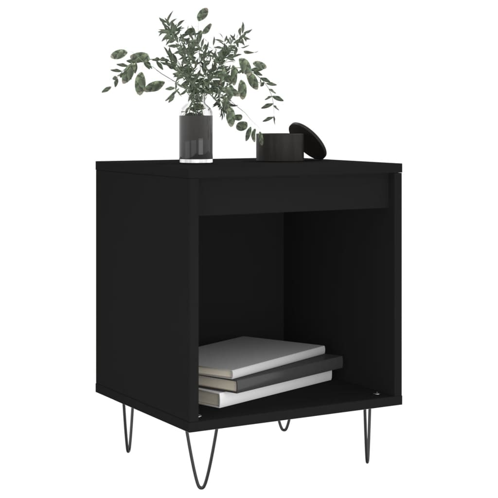 Set of 2 Black Bedside Cabinets - 40x35x50cm, Engineered Wood