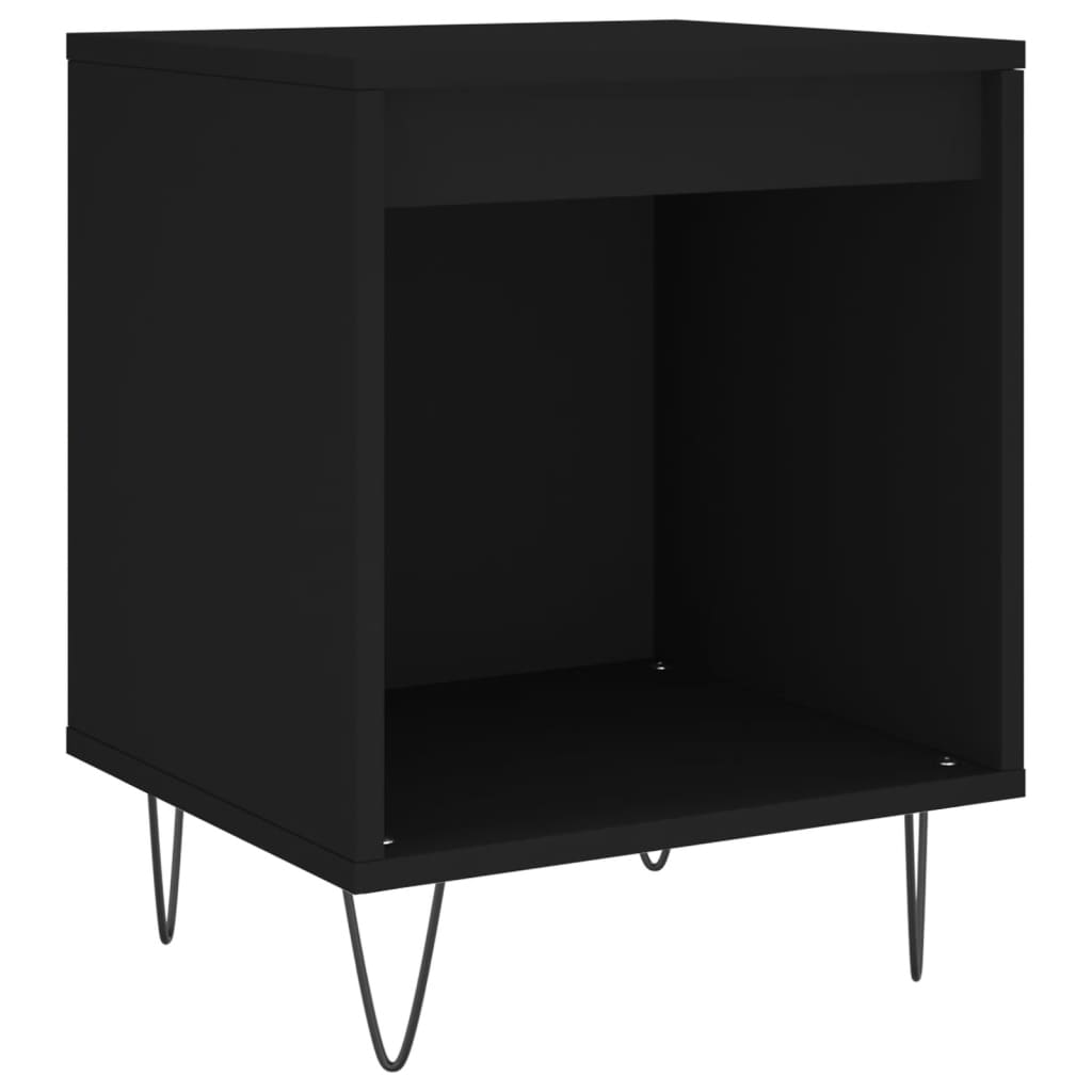 Set of 2 Black Bedside Cabinets - 40x35x50cm, Engineered Wood