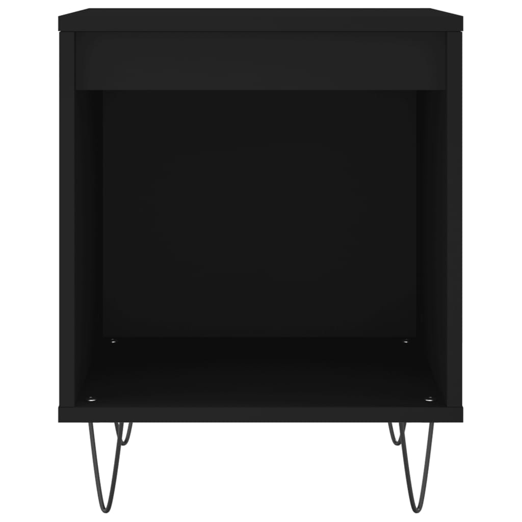 Set of 2 Black Bedside Cabinets - 40x35x50cm, Engineered Wood
