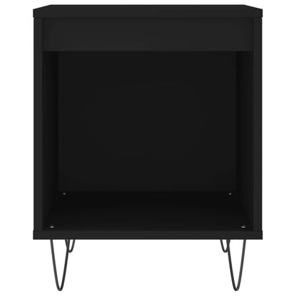 Set of 2 Black Bedside Cabinets - 40x35x50cm, Engineered Wood