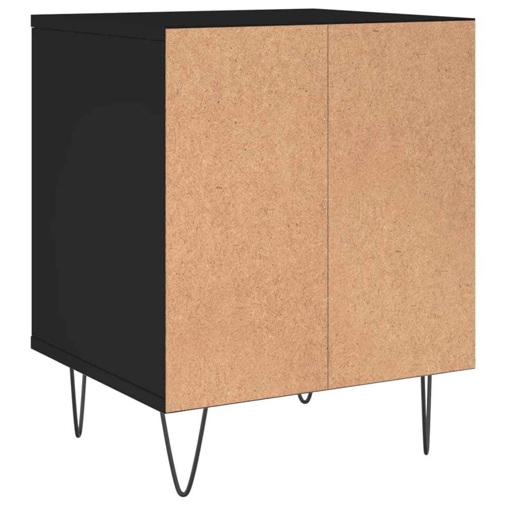 Set of 2 Black Bedside Cabinets - 40x35x50cm, Engineered Wood