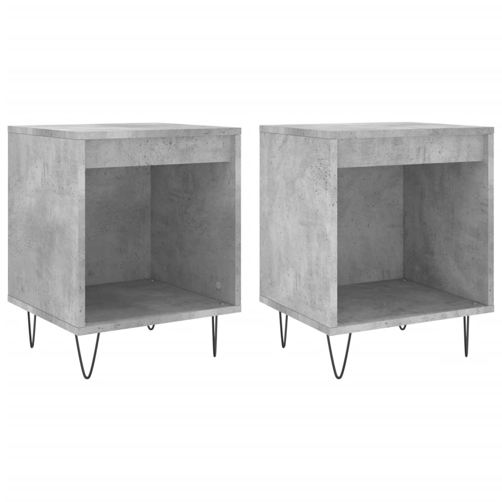 Concrete Grey Bedside Cabinets 2pcs - Engineered Wood, 40x35x50 cm