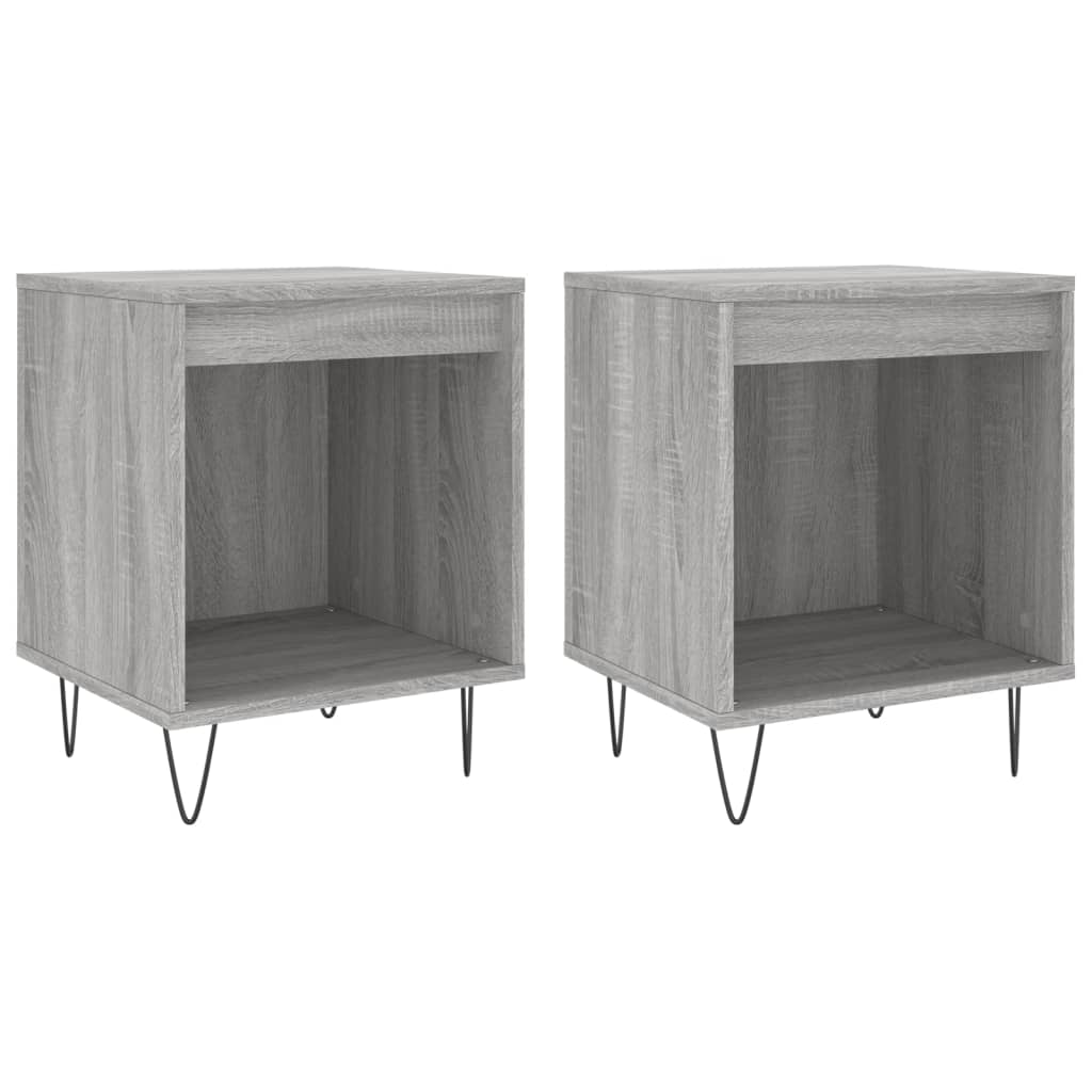 Set of 2 Grey Sonoma Bedside Cabinets - 40x35x50 cm Engineered Wood
