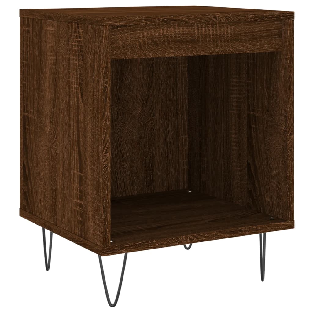 Brown Oak Bedside Cabinet - 40x35x50 cm Engineered Wood