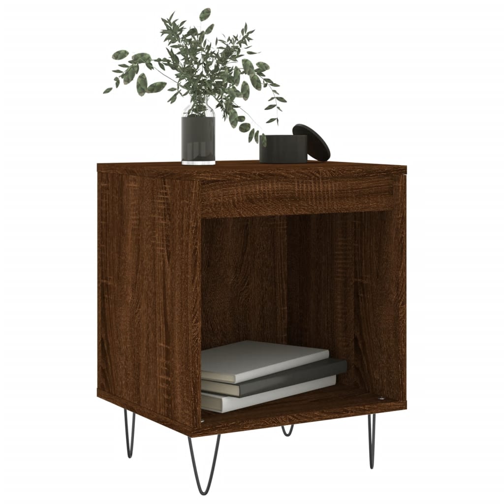 Brown Oak Bedside Cabinet - 40x35x50 cm Engineered Wood