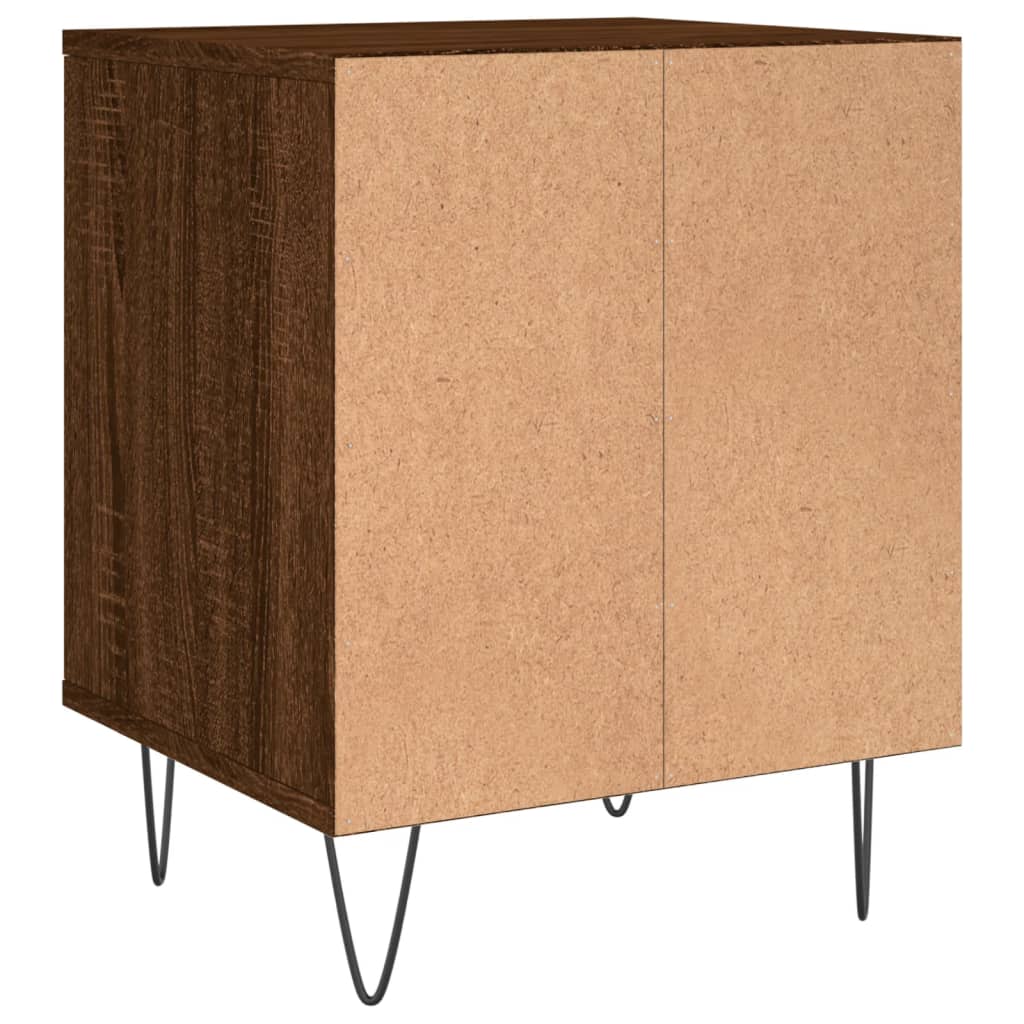 Brown Oak Bedside Cabinet - 40x35x50 cm Engineered Wood