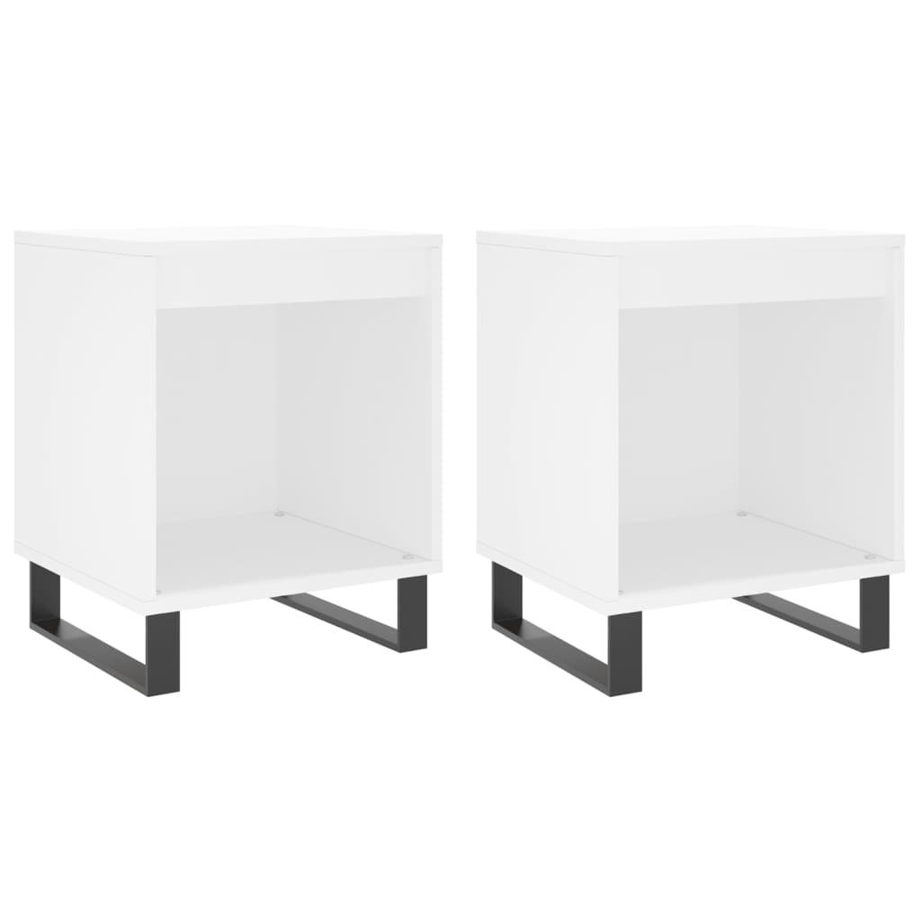 White Engineered Wood Bedside Cabinets 2 pcs - 40x35x50 cm