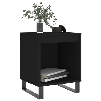 Black Bedside Cabinets Set of 2 - 40x35x50cm Engineered Wood