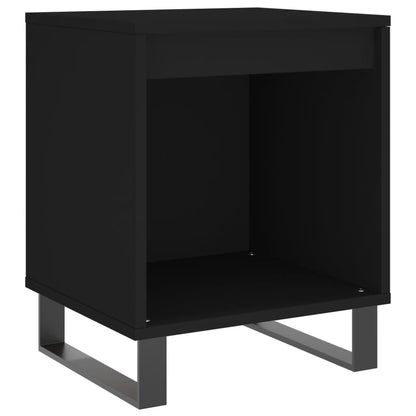 Black Bedside Cabinets Set of 2 - 40x35x50cm Engineered Wood
