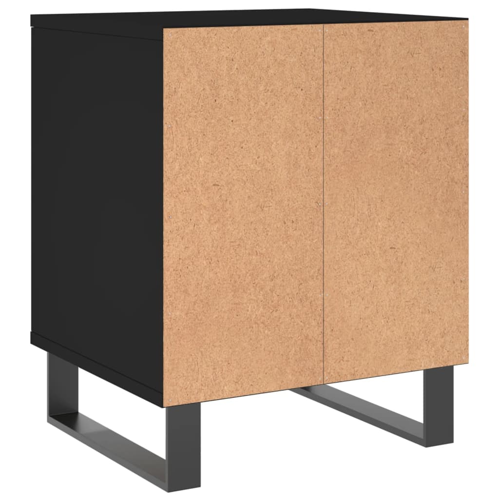 Black Bedside Cabinets Set of 2 - 40x35x50cm Engineered Wood