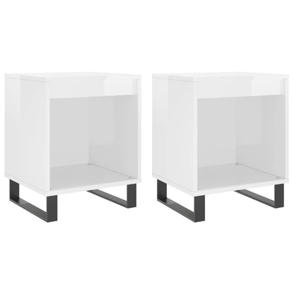 Pair of High Gloss White Bedside Cabinets, 40x35x50 cm, Engineered Wood