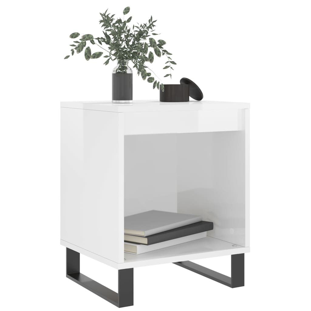 Pair of High Gloss White Bedside Cabinets, 40x35x50 cm, Engineered Wood
