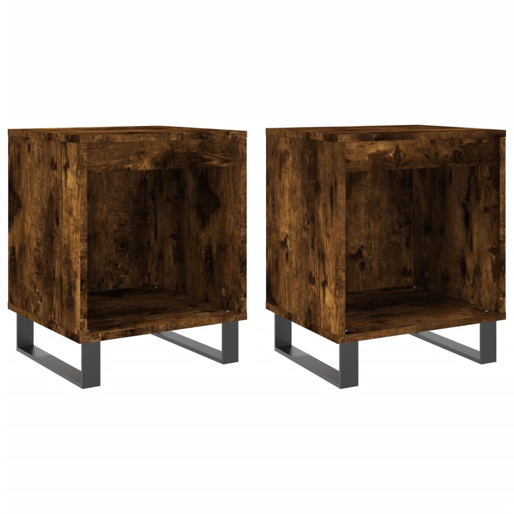 Smoked Oak Bedside Cabinets Set, 2 pcs, Engineered Wood, 40x35x50 cm