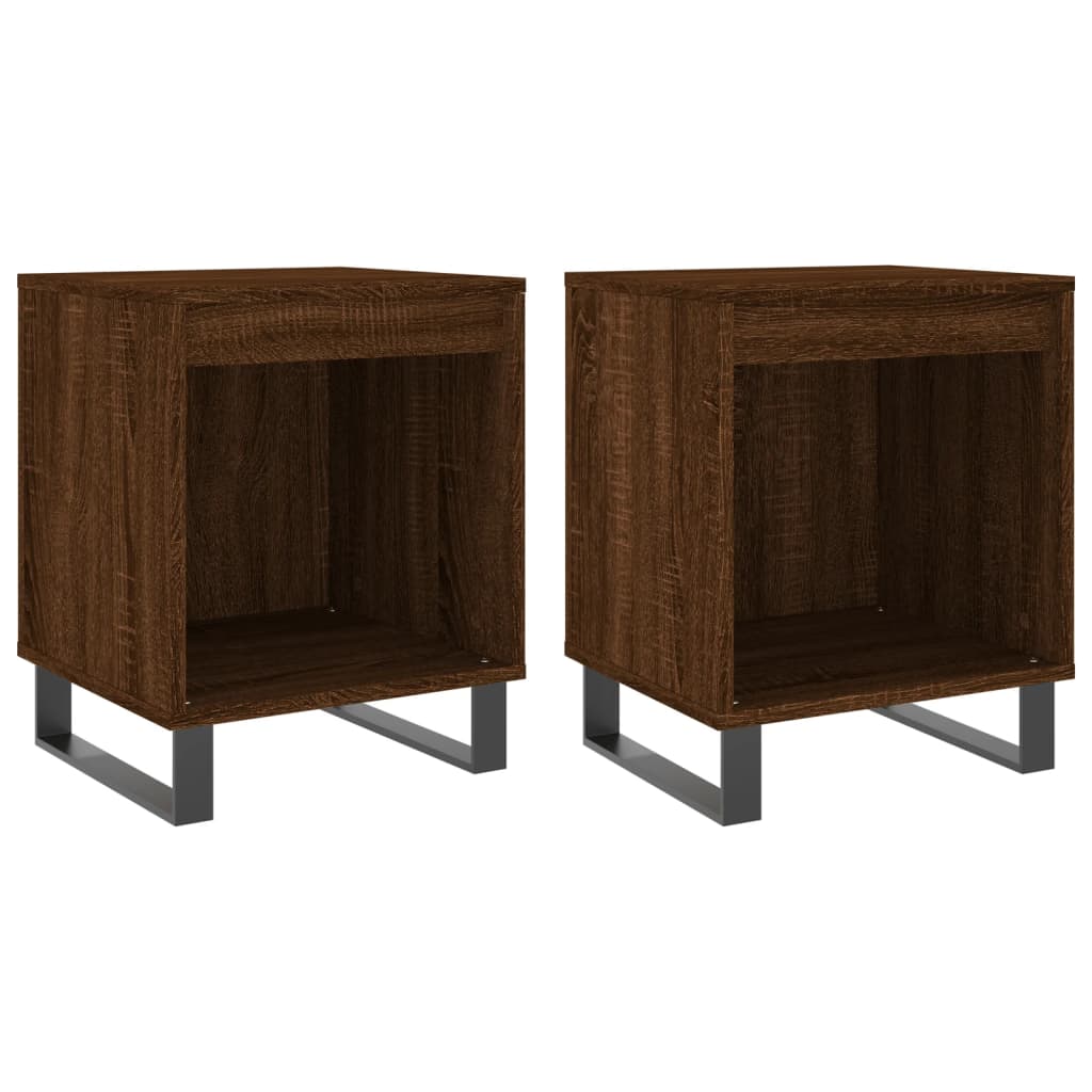 Brown Oak Bedside Cabinets Set of 2 - 40x35x50 cm, Engineered Wood
