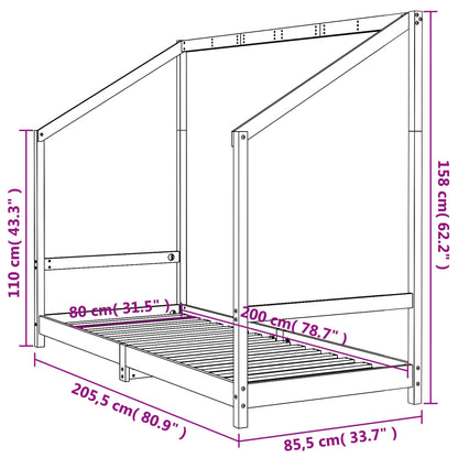 Solid Pine Kids Bed Frame - 80x200 cm Sturdy & Stylish