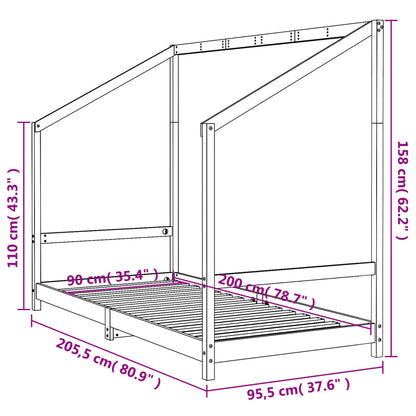 White Solid Pine Kids Bed Frame - 90x200 cm
