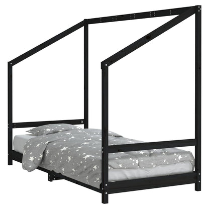Kids Black Solid Pine Bed Frame 90x200 cm - Durable & Stylish
