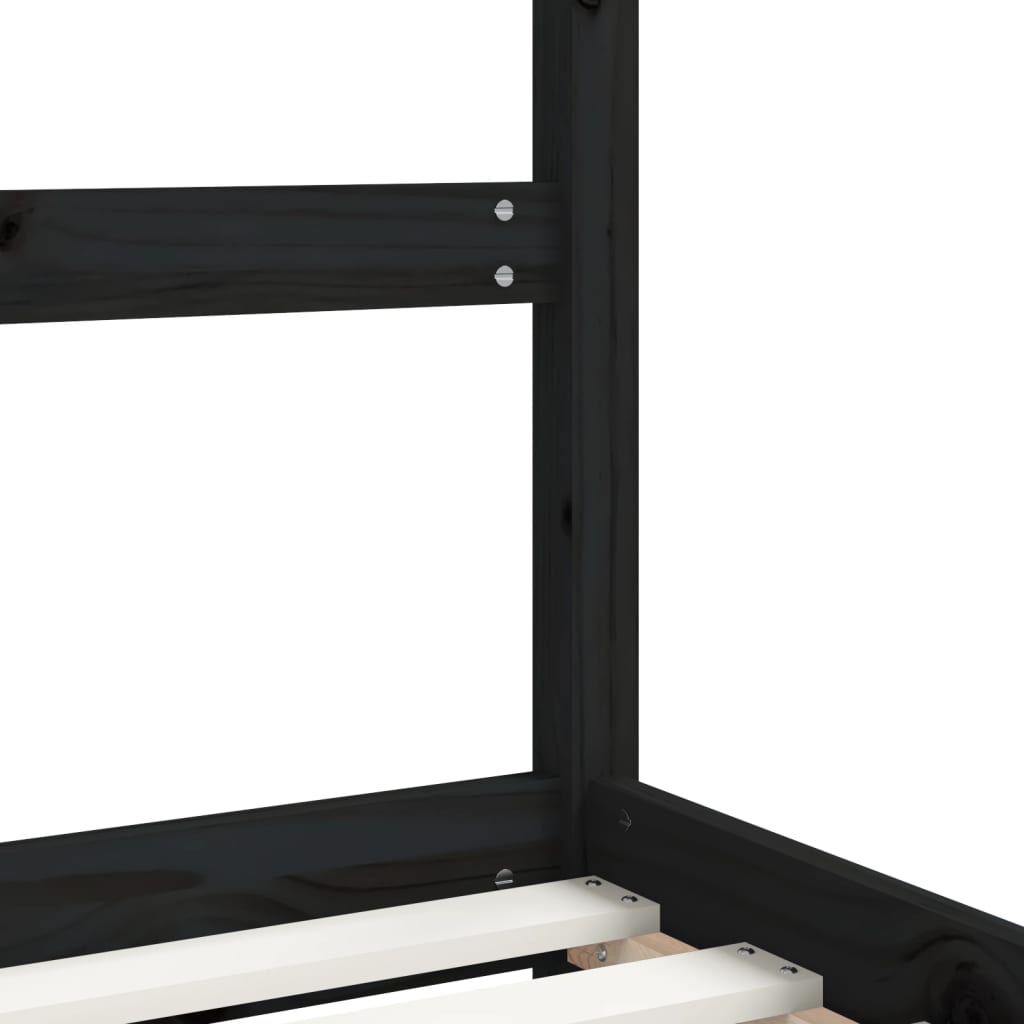 Kids Black Solid Pine Bed Frame 90x200 cm - Durable & Stylish