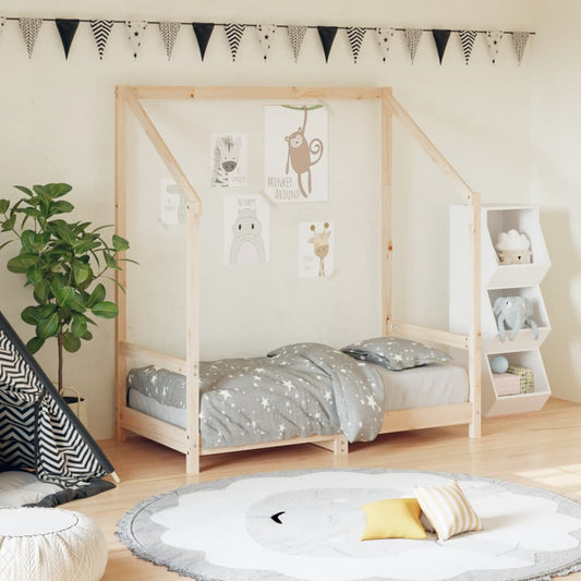 Solid Pine Kids Bed Frame - 70x140 cm - Natural Wood Finish