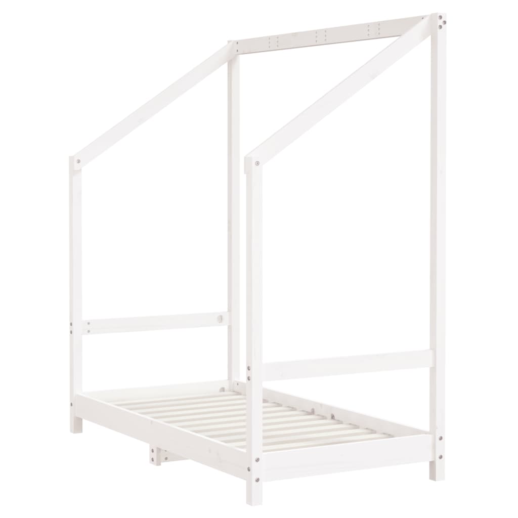 White Kids Bed Frame 70x140 cm - Solid Pine Wood