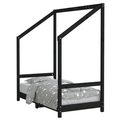 Solid Pine Kids Bed Frame - Black 70x140 cm
