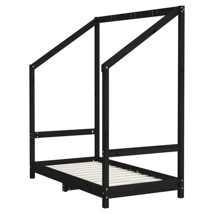 Solid Pine Kids Bed Frame - Black 70x140 cm