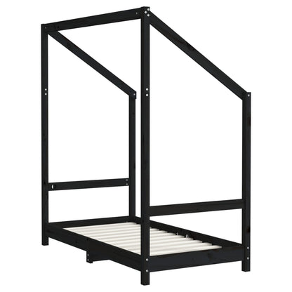 Solid Pine Kids Bed Frame - Black 70x140 cm