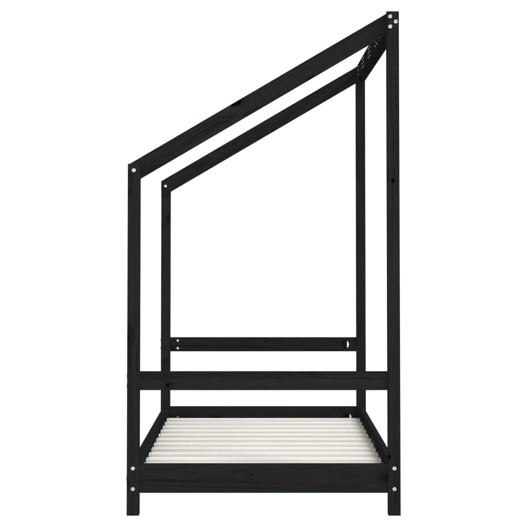 Solid Pine Kids Bed Frame - Black 80x160 cm