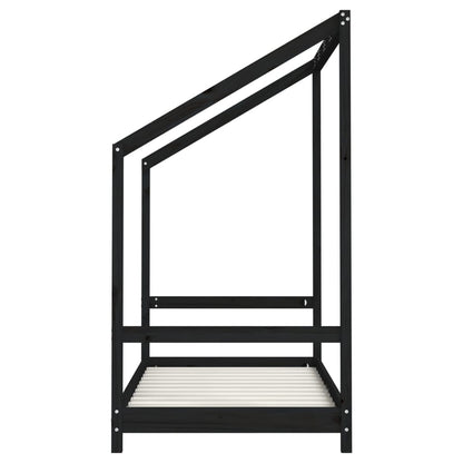 Solid Pine Kids Bed Frame - Black 80x160 cm