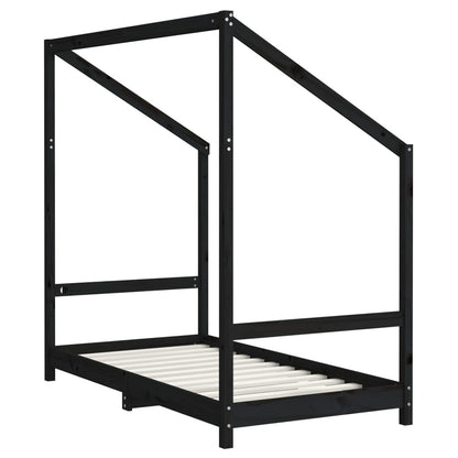 Solid Pine Kids Bed Frame - Black 80x160 cm