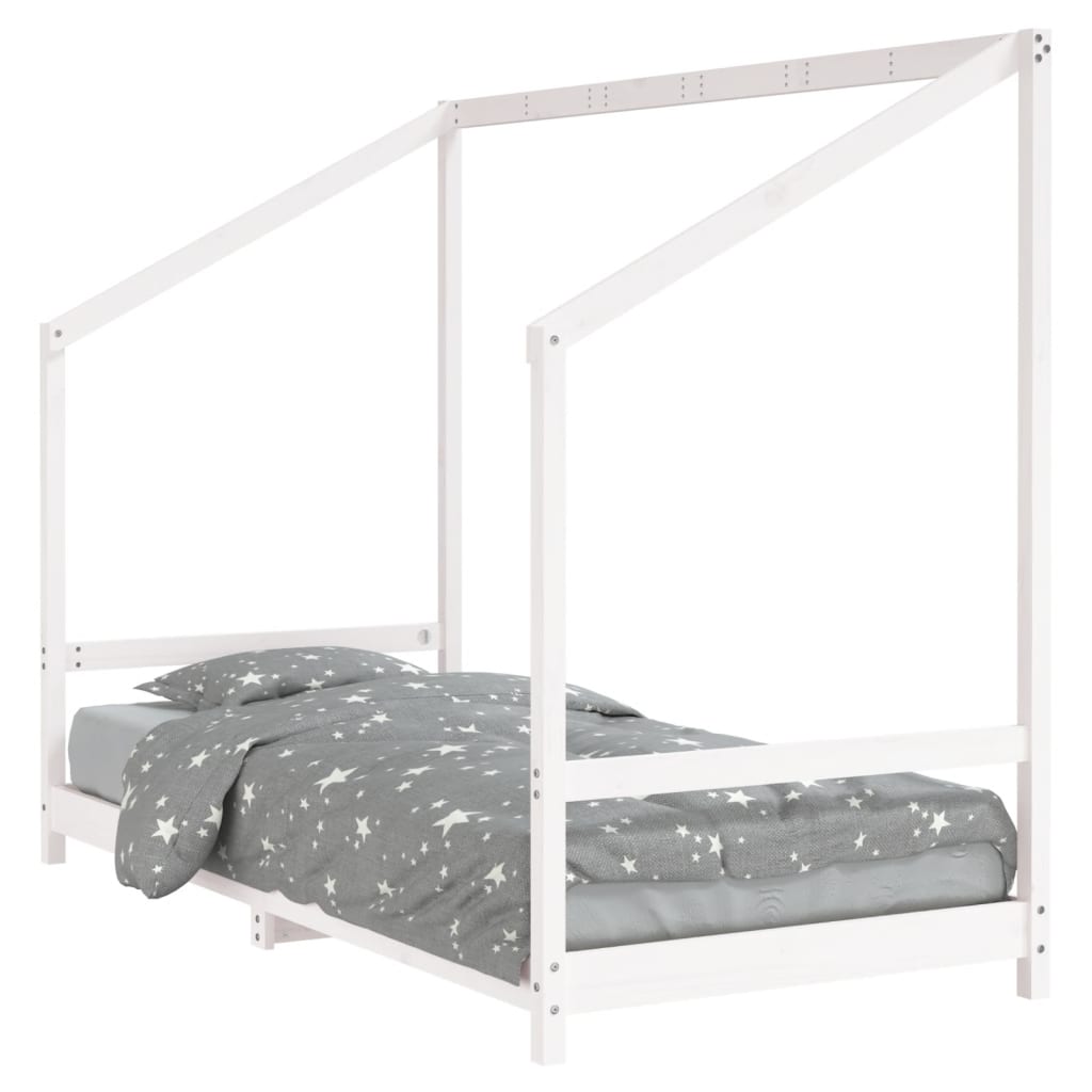 White Solid Pine Kids Bed Frame - 90x190 cm Durable Design
