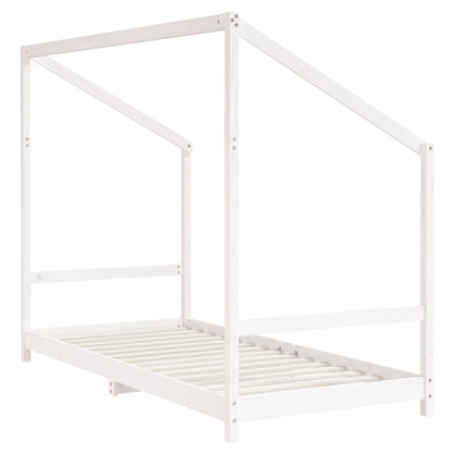 White Solid Pine Kids Bed Frame - 90x190 cm Durable Design