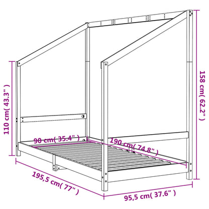White Solid Pine Kids Bed Frame - 90x190 cm Durable Design