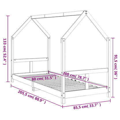 Solid Pine White Kids Bed Frame 80x200 cm - Durable and Stylish