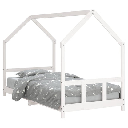 Solid Wood Pine Kids Bed Frame - White 90x200 cm
