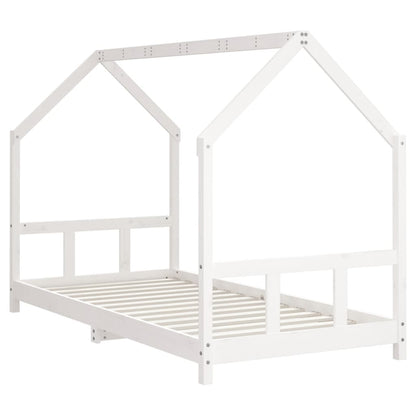 Solid Wood Pine Kids Bed Frame - White 90x200 cm