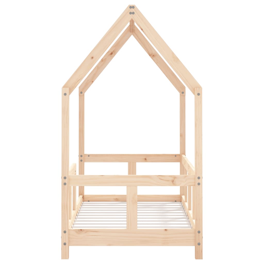 Children's Solid Pine Wood Bed Frame 70x140 cm - Natural Finish
