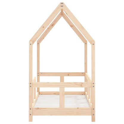 Children's Solid Pine Wood Bed Frame 70x140 cm - Natural Finish
