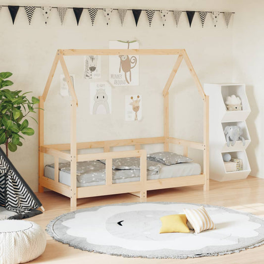 Children's Solid Pine Wood Bed Frame 70x140 cm - Natural Finish