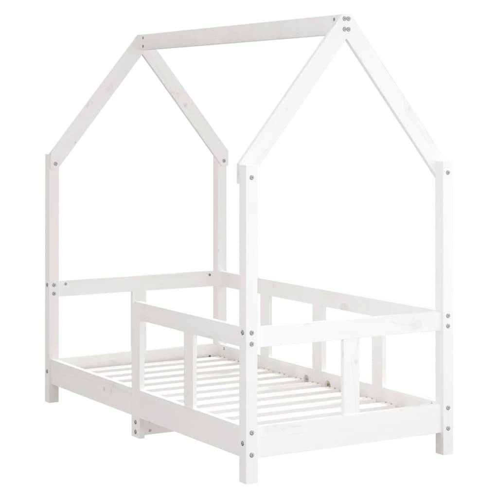 Solid Pine Kids Bed Frame 70x140 cm - White Finish